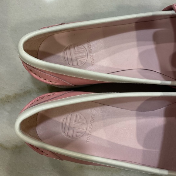 Tory Burch Sport Golf Loafers Size 7 Pink White Leather - Picture 4 of 14